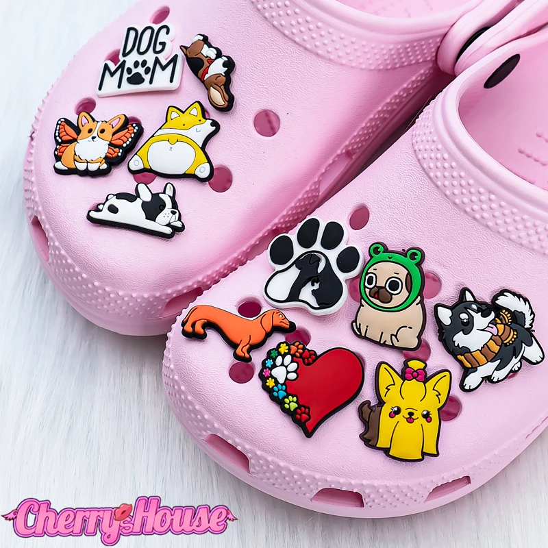 13pcs Cute Dogs Croc Charms Pug Shoe Charms for Sneakers Heart