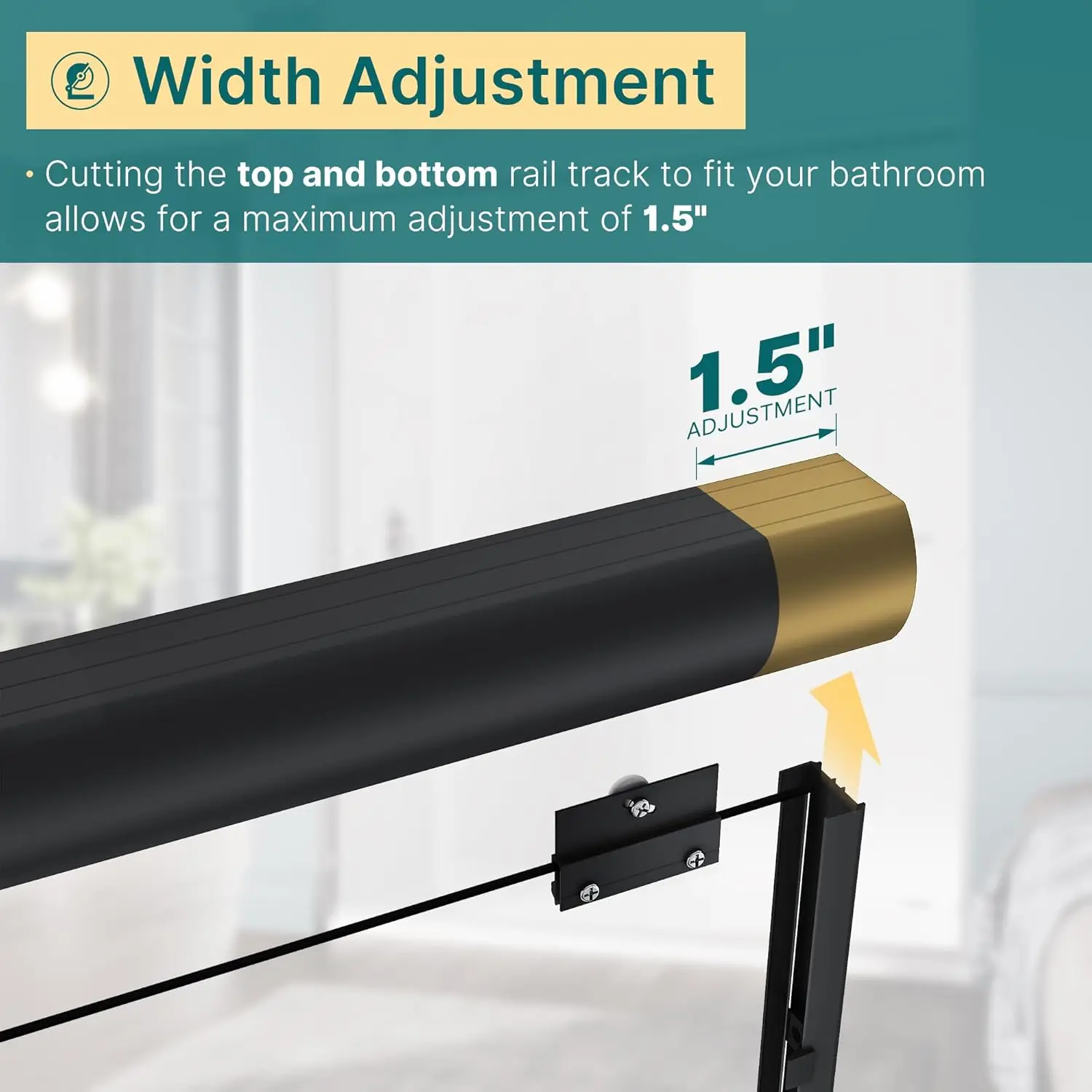 Frameless Sliding Shower Door,Bathroom Sliding Door with 1/4'' Clear Glass, Black Hardware Double Sliding Glass Shower Enclosure 3