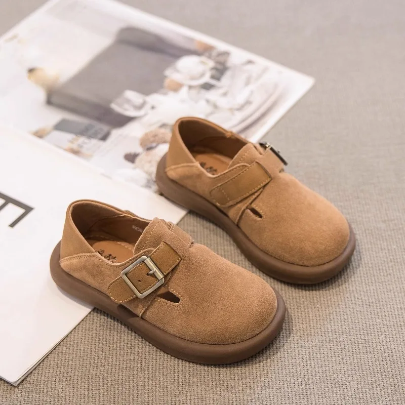 Four Seasons Children's Mules Shoes New 2025 Fashion Belt Buckle