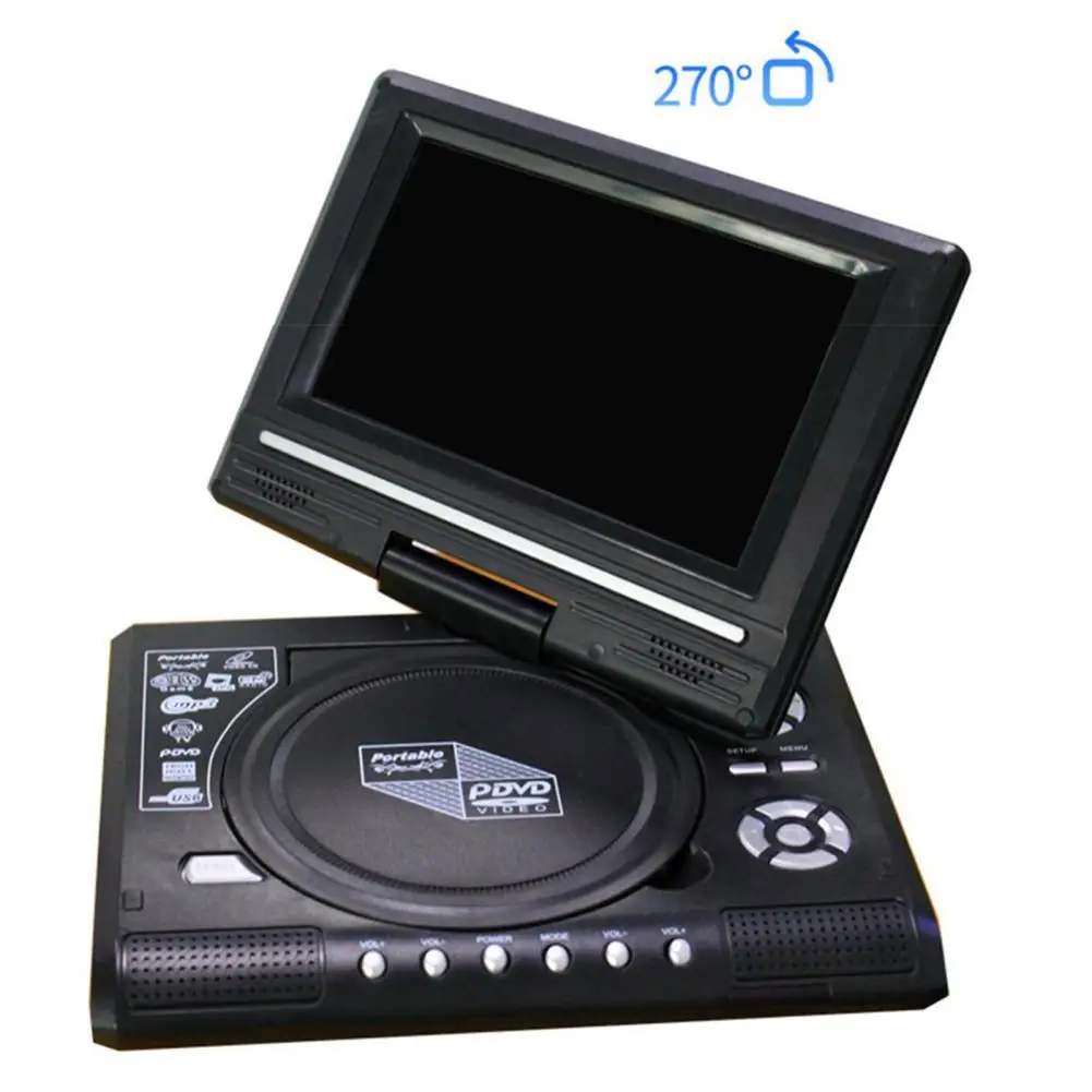 9 8Inch USB Port DVD High Clarity TV Function Built in Card Reader Swivel Screen Mobile DVD Vcd Mp3 TV Region free