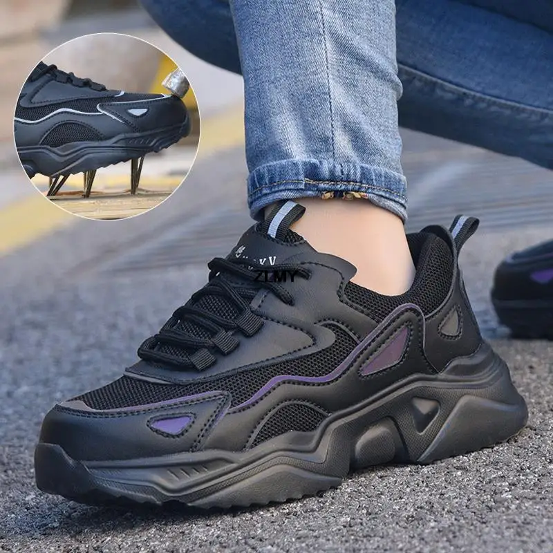 Zapatos de seguridad de talla grande para mujer, zapatillas con