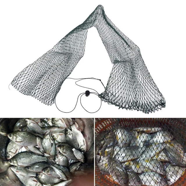 High Quality  nylon foldable fishing net fish pot trap fishing net creel simple fish guard flat bottom beam mouth length 1 meter 5