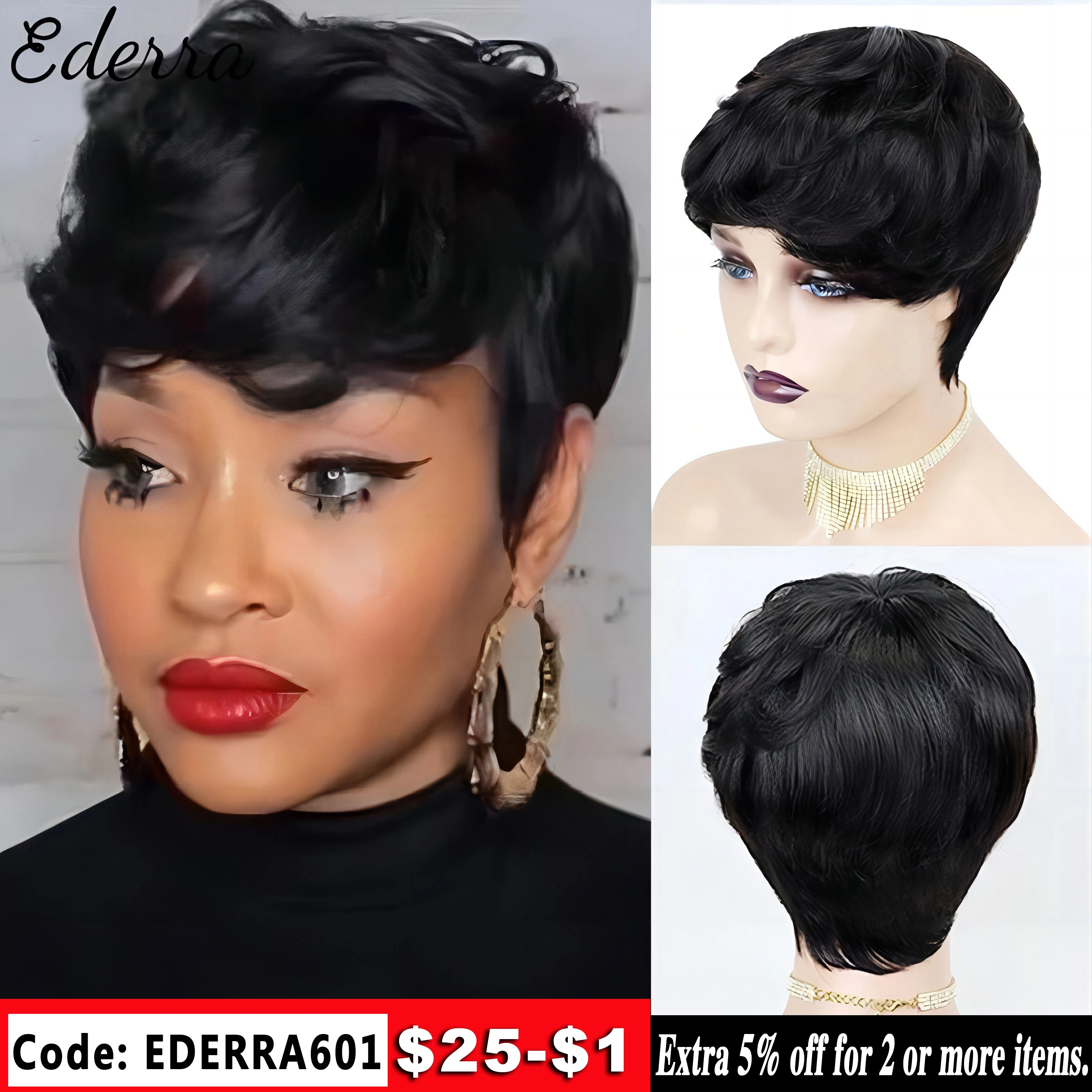 Wigs Women Human Hair Glueless Pixie Cut Short Pixie Cut Straight