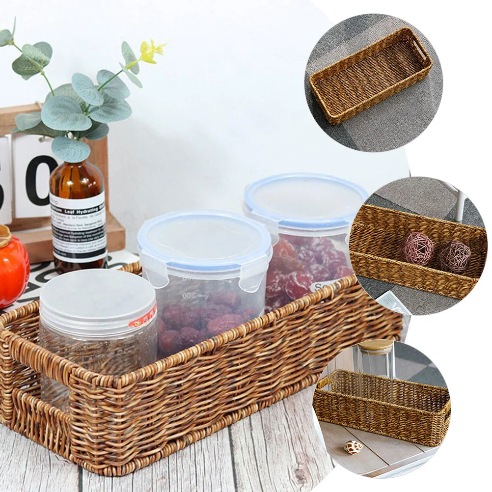Woven Storage Basket Wicker Baskets Drawers Large Food Container Toys Sundries Bin Desk and Organizers Finishing Magazine 2