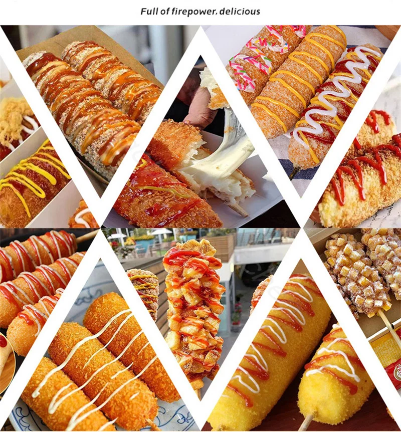 Description Picture 3 of itemCheese Hot Dog Sticks Fryer Commercial Large Capacity Electric Deep Korean Corn Dog Fryer Machine 220V/110V