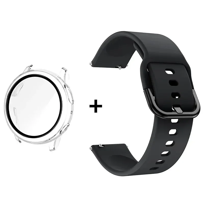 Premium Accessory Bundle: Glass Case, Strap, and Screen Protector with 20mm Watch Bands and PC+Bumper Cover