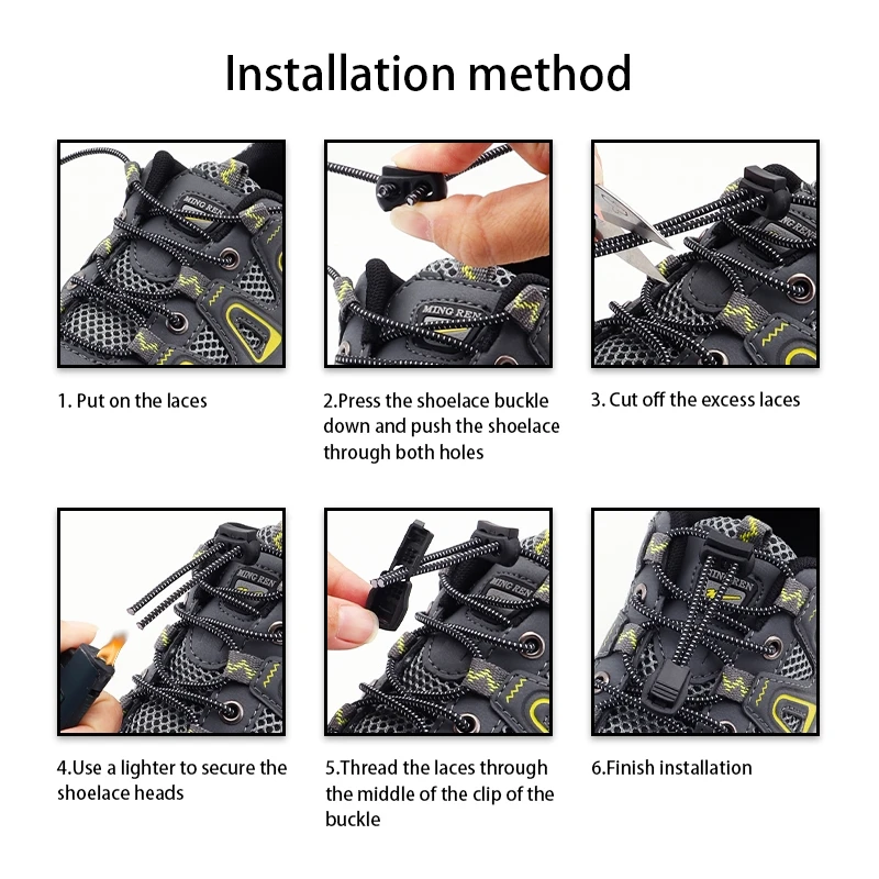 Round Elastic laces without ties Tennis Sneakers Lock Shoe laces Adult Kids No Tie Shoelaces Shoe accessories 1Pair shoelaces without ties shoe laces elastic shoelaces elastic shoe laces shoe accessories