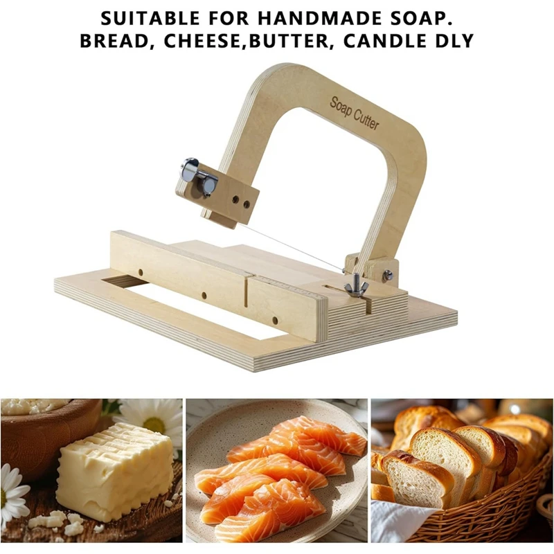 Soap Cutters For Soap Making, Adjustable Wire Cutter Wooden As Shown For DIY Soap,Cheese,Butter,Cake,Bread Making