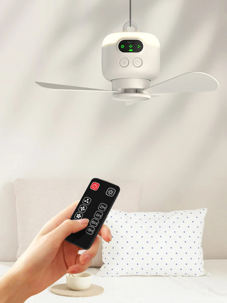 Portable Wireless Ceiling Fan Light Rechargeable Camping Fan with Remote Control Tent Fan Outdoor Fan for Outdoor Camping — view 5