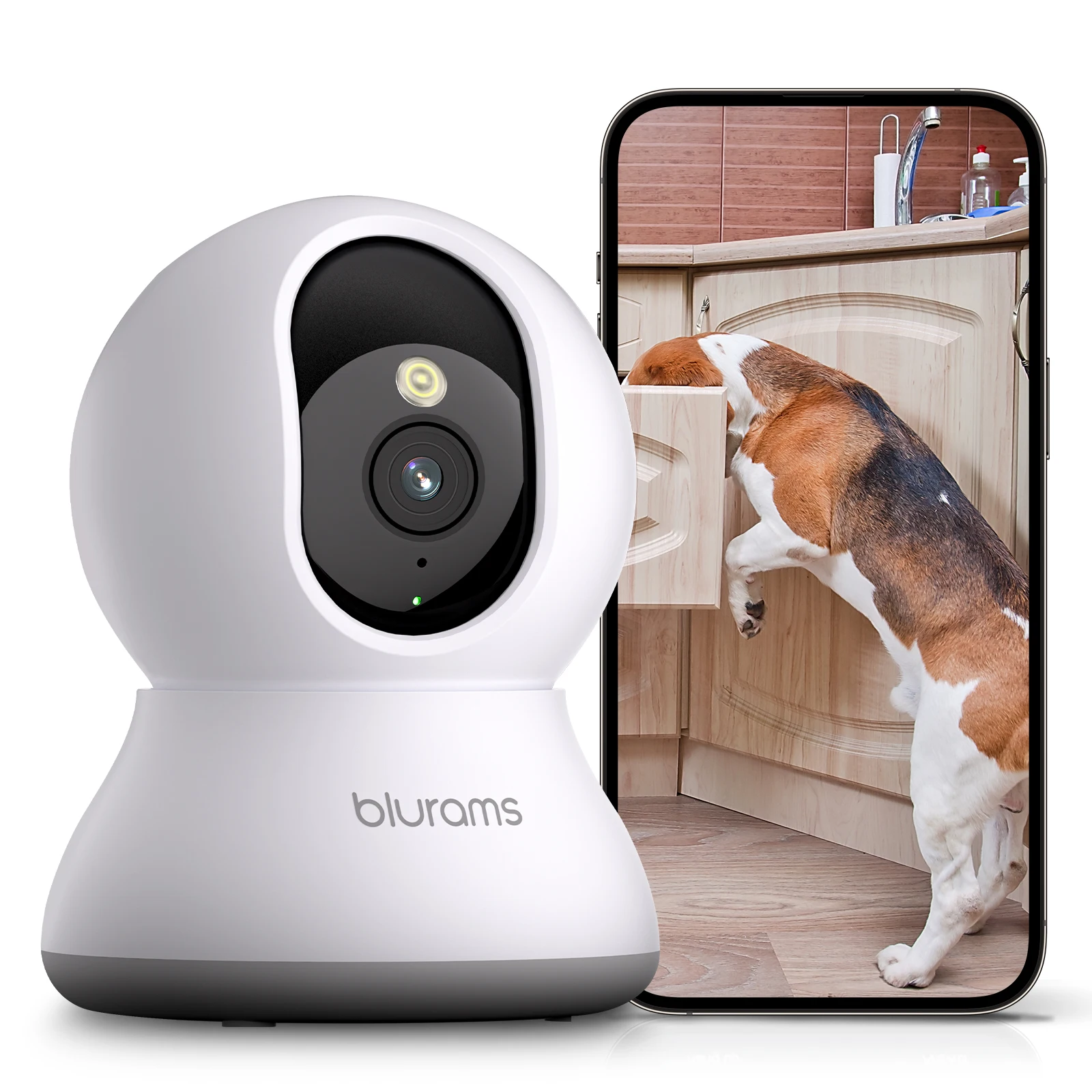 Blurams Telecamera di sicurezza interna 2K, telecamera di sicurezza domestica per cani/anziani, telecamera di sicurezza con aggiornamento chiamate one-touch A31S-2pc