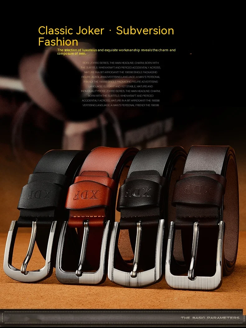 2024 Hot Selling European and American New Men's Needle Button Belt Fashion and Casual Versatile Retro Cowhide Jeans Belt Men's Pants Belt_voghion.com