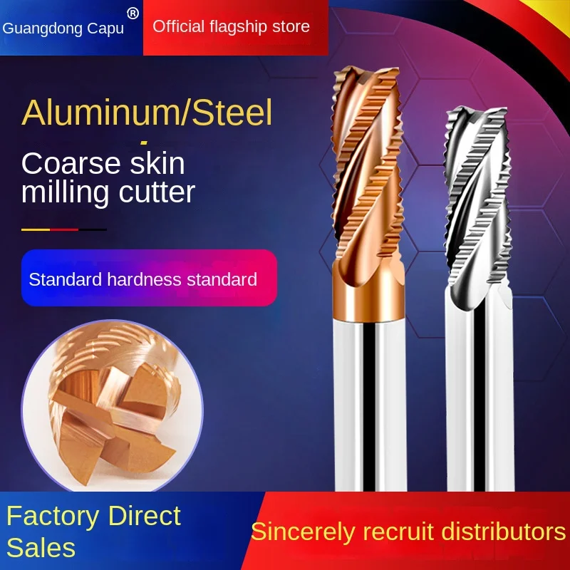 

HRC55 four-point tungsten steel rough milling cutter, numerical control tool for aluminum, carbide lengthened corrugated end mi