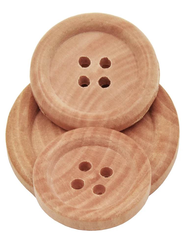 10PCs & 30PCs Natural Color Round Piping Camellia Wood Grain Wooden Buttons 10mm-30mm Sewing Accessories Clothes 4 Holes Button 6