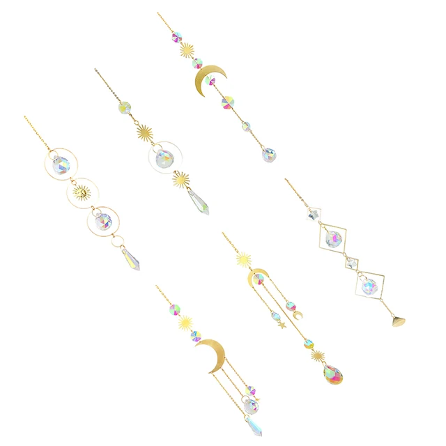 1 Db Függő Világos Fogó Kristályszél Csengő Kültéri Kert Hold Sun Szív Golyó Szél Hangjelző Medál Házi Erkély Dekoráció - Image 5