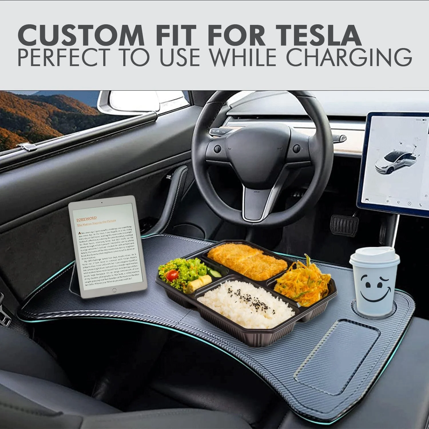 Topfit Foldable Laptop Desk Tray For Tesla Model Y & Model 3 - Work, Eat, Or Relax Comfortably In Your Car - View #3