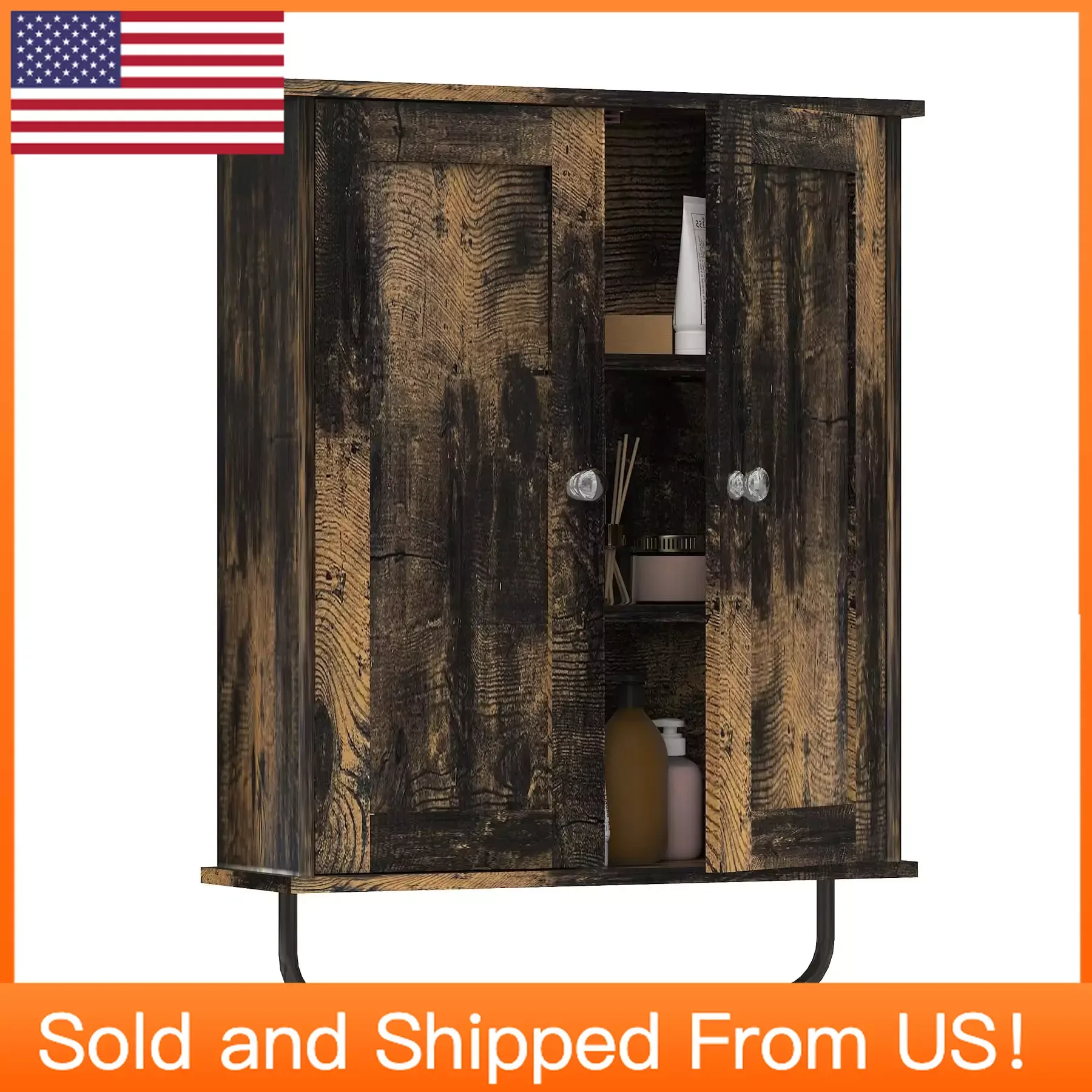 

Bathroom Wall Cabinets, Space Saving Storage Cabinets Above The Toilet, with Adjustable Shelves, Medicine Cabinets,Retro