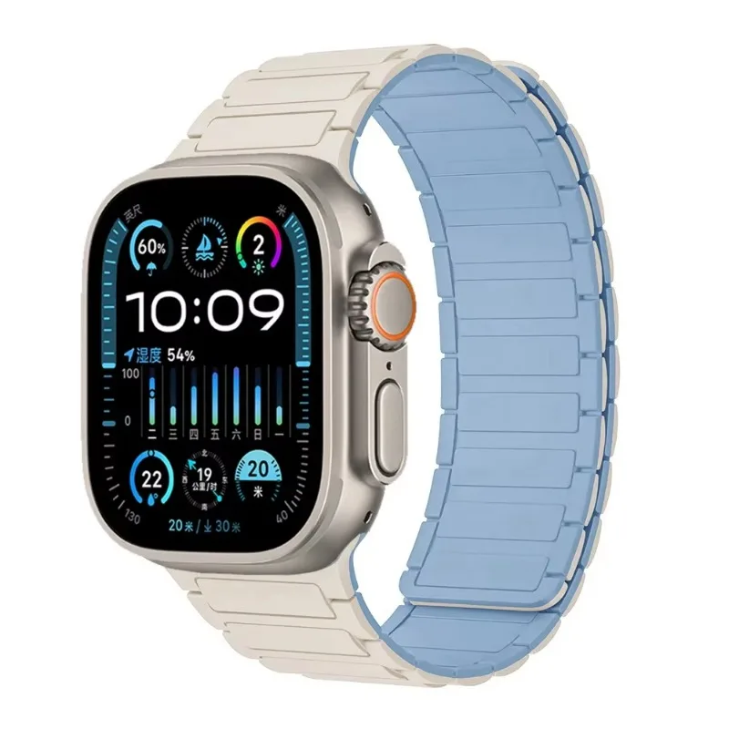 Textured Silicone Magnetic Bracelet Watchband Strap