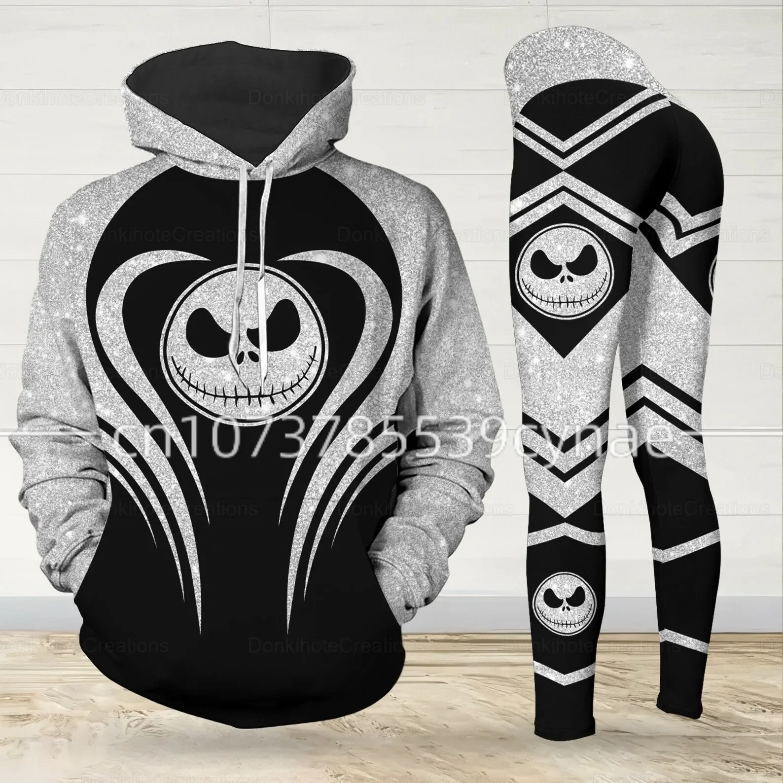 

Jack Skellington 3D Hoodie Women's Hoodie Set Yoga Pants Sweatpants Women's Disney Yoga Hoodie Leggings Fashion Tracksuit