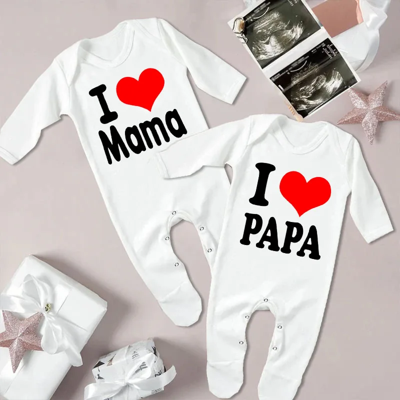 Baby sleepsuit I Love Papa Mama Baby Coming Home Outfit Newbron Shower Gift Boy Girl Cute Infant Romper