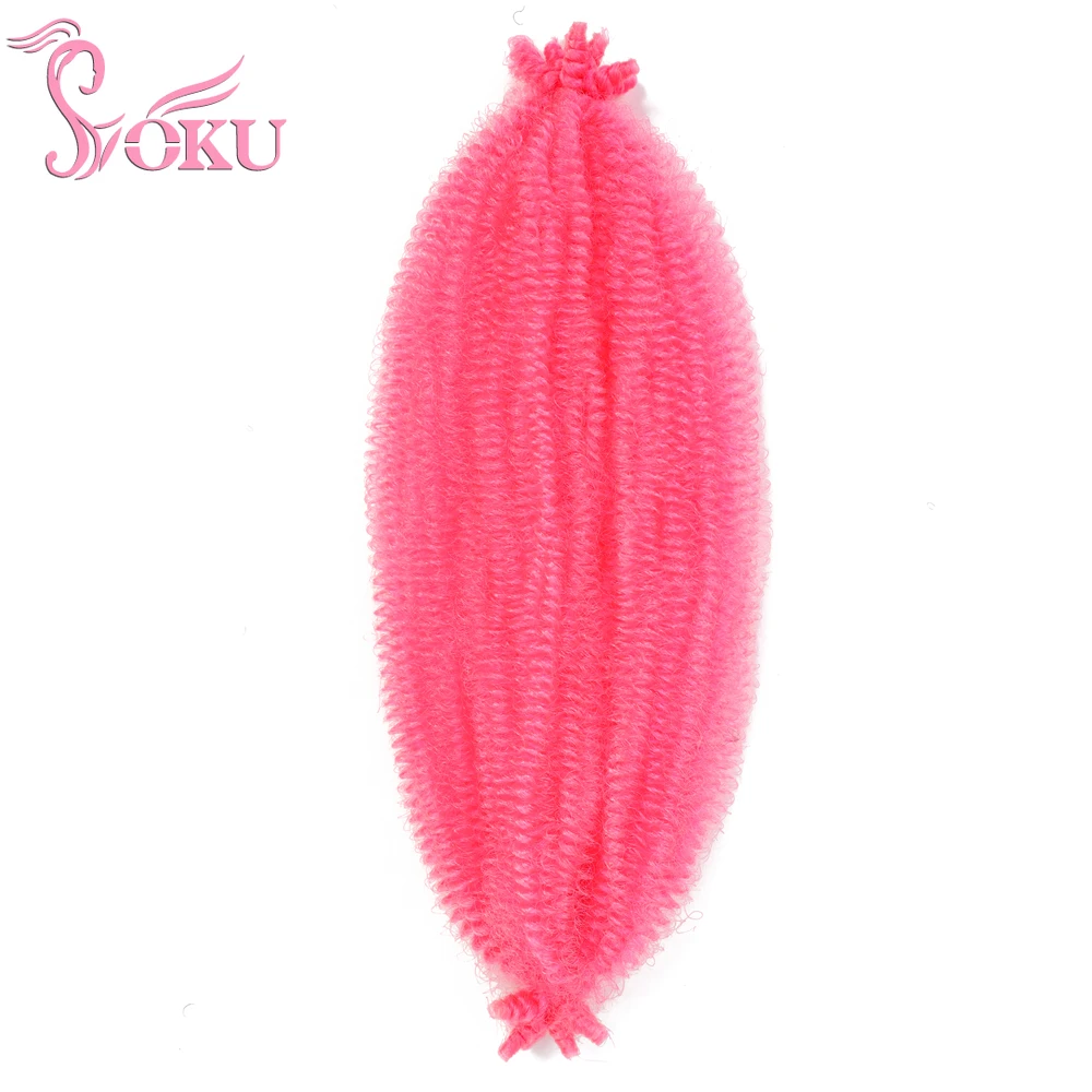 

SOKU Pink Springy Afro Twist Braiding Hair Pre-Fluffed Synthetic Marley Twist Braiding Crochet Hair Extension For Black Women