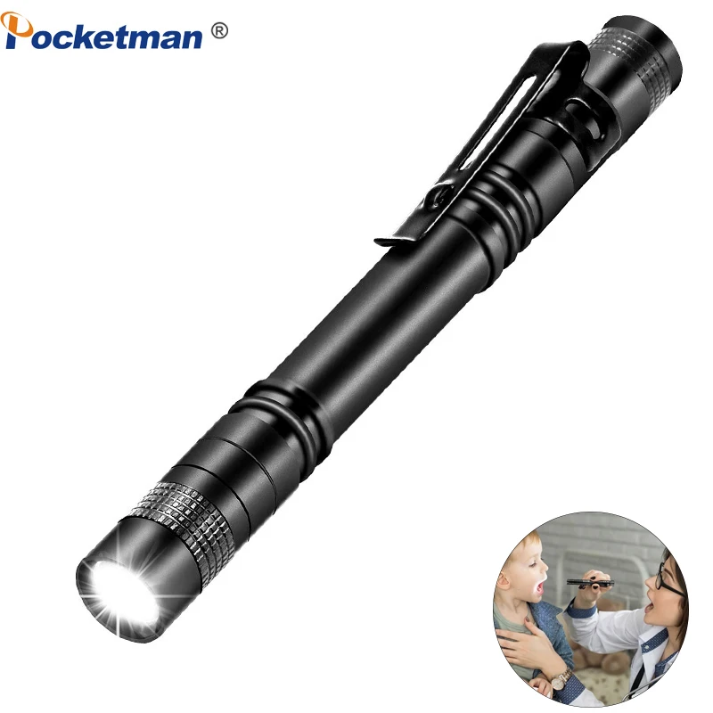 

LED Pen Torch Power by 2AAA Batteries, Pocket-Size Pen Flashlight Portable Pocket Clip for a Specialist such as Doctor, Mechanic