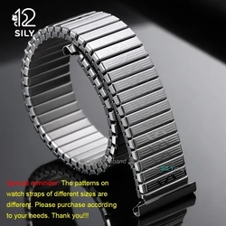 Stainless Steel Elastic Watch Strap - Universal Sport Replacement Bracelet Belt - 16mm (Silver)