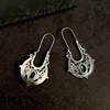 Caved Pattern With Zircon Decor Dangle Earrings Bohemian Ethnic Style Zinc Alloy Silver Plated Jewelry Tourism Souvenir 4