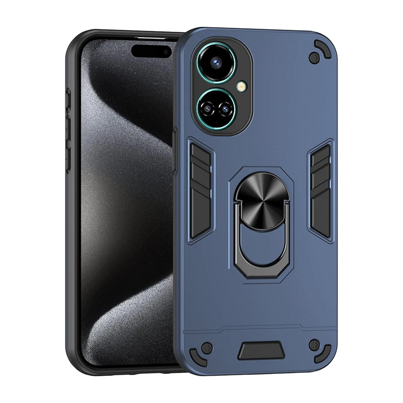 Full Body Rugged Protective Phone Cover with Magnetic Ring Stand and Armor Design