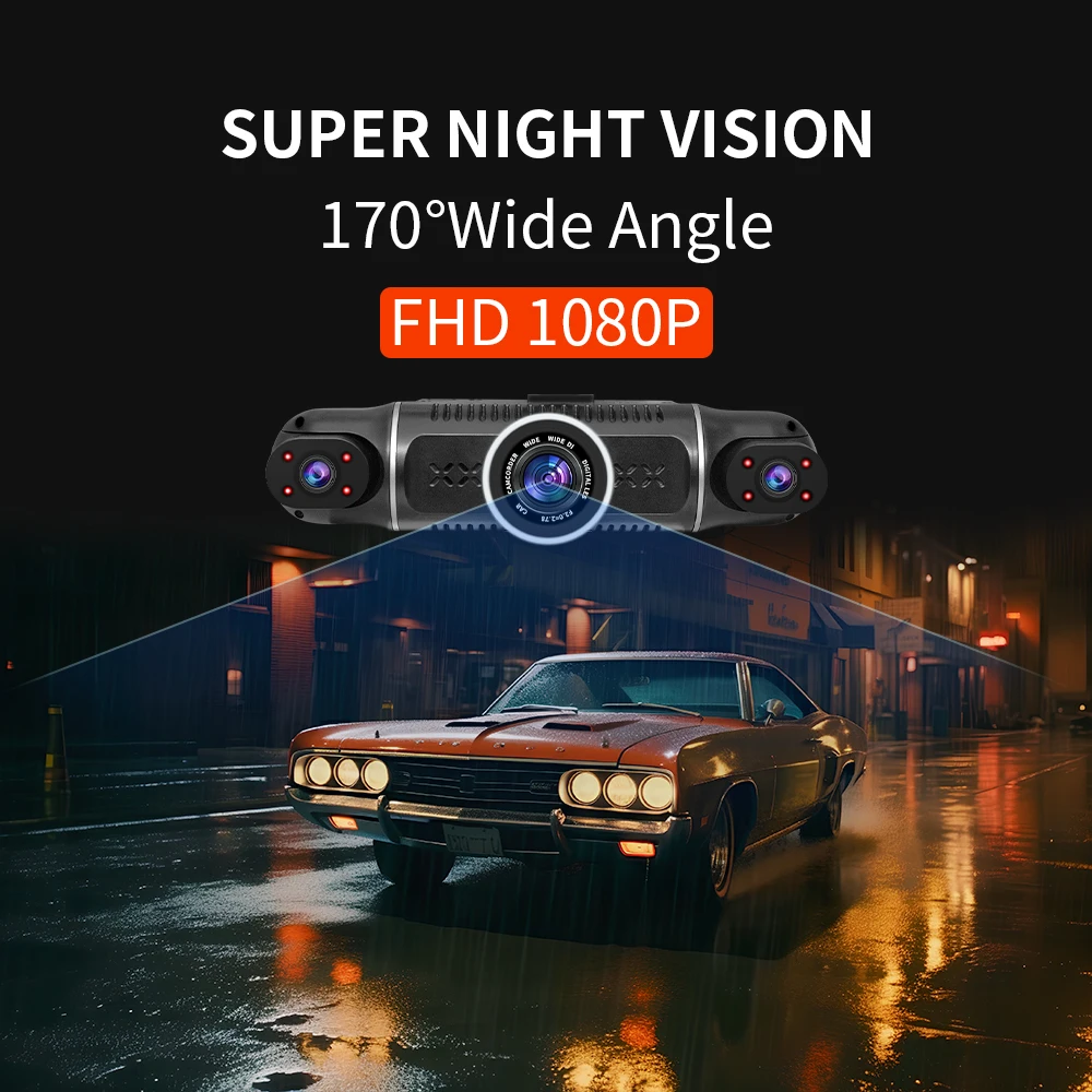 차량용 Dvr 대시 캠, 와이파이 무료 64GB 카드, GPS 24 시간 주차 모니터, 4 채널 대시 보드 카메라, 야간 투시경 루프 녹화 블랙 박스