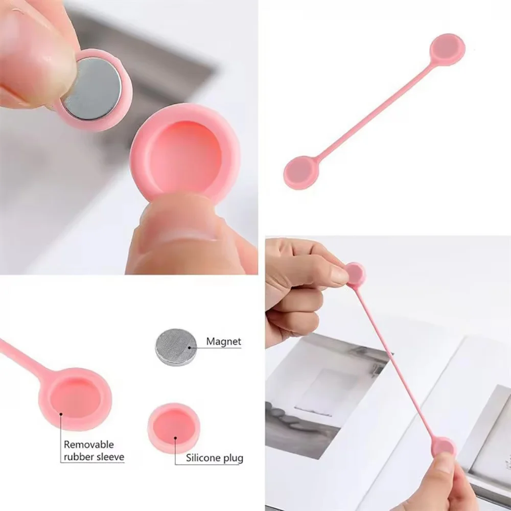 3/10Pcs Ear Mounted Magnetic Winding Device Multicolor Silicone Cable Ties Wires Organizer Cord Home Winders Protect Data Cable