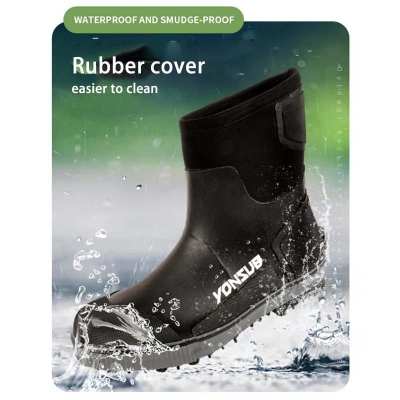 Reef Rock Fishing Shoes, Rubber Spike Sole Anit-slip Upstream Hunting Fishing Boots, Men Women Fly Wading Shoes