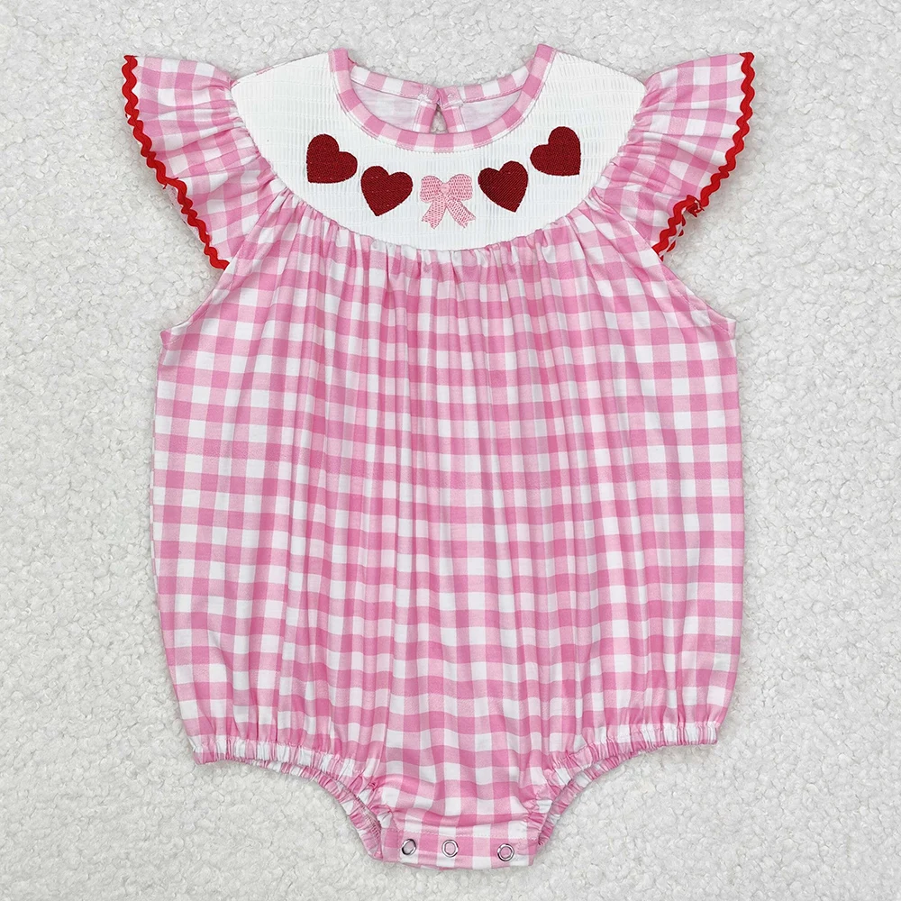 Boutique Baby Infant Girls Rompers Lover Rabbit Easter Short Sleeve Rompers Fashion Toddler Girs Onesie Kid Baby Bubble Rompers 3