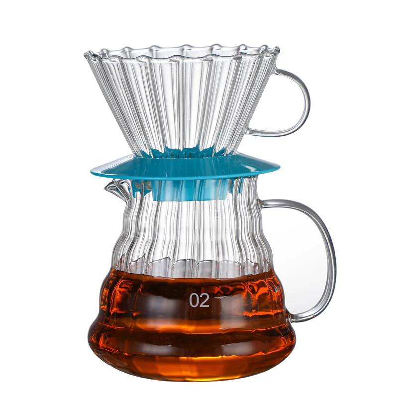 Coffee Dripper Coffee Pot Style V60 Glass Wooden 500ML Coffee Dripper