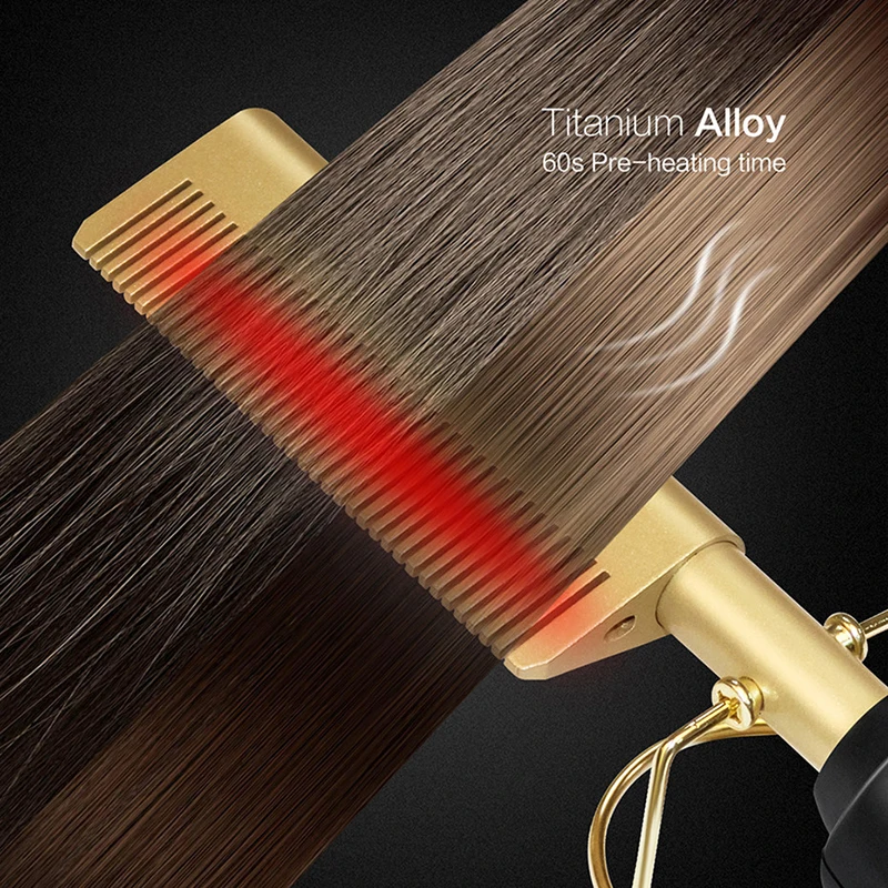 Professional Electric Ceramic Ionic Hair Straighten Straightener Brush Hot Comb Pressing Electric Hot Comb Hair Straightener 2
