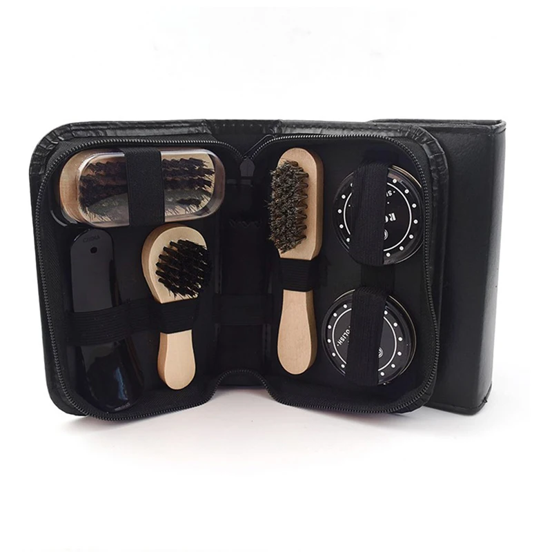 8 Pcs/Set Pro Shoes Care Kit Portable For Boots Sneakers Cleaning Set  Brush Shine Polishing Tool For Leather Shoes 6