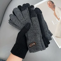 Knitted Touch-screen Gloves Children's Winter Cycling Cold-proof Double-layer Thick Gloves Students Outdoor Warm Cotton Gloves 4