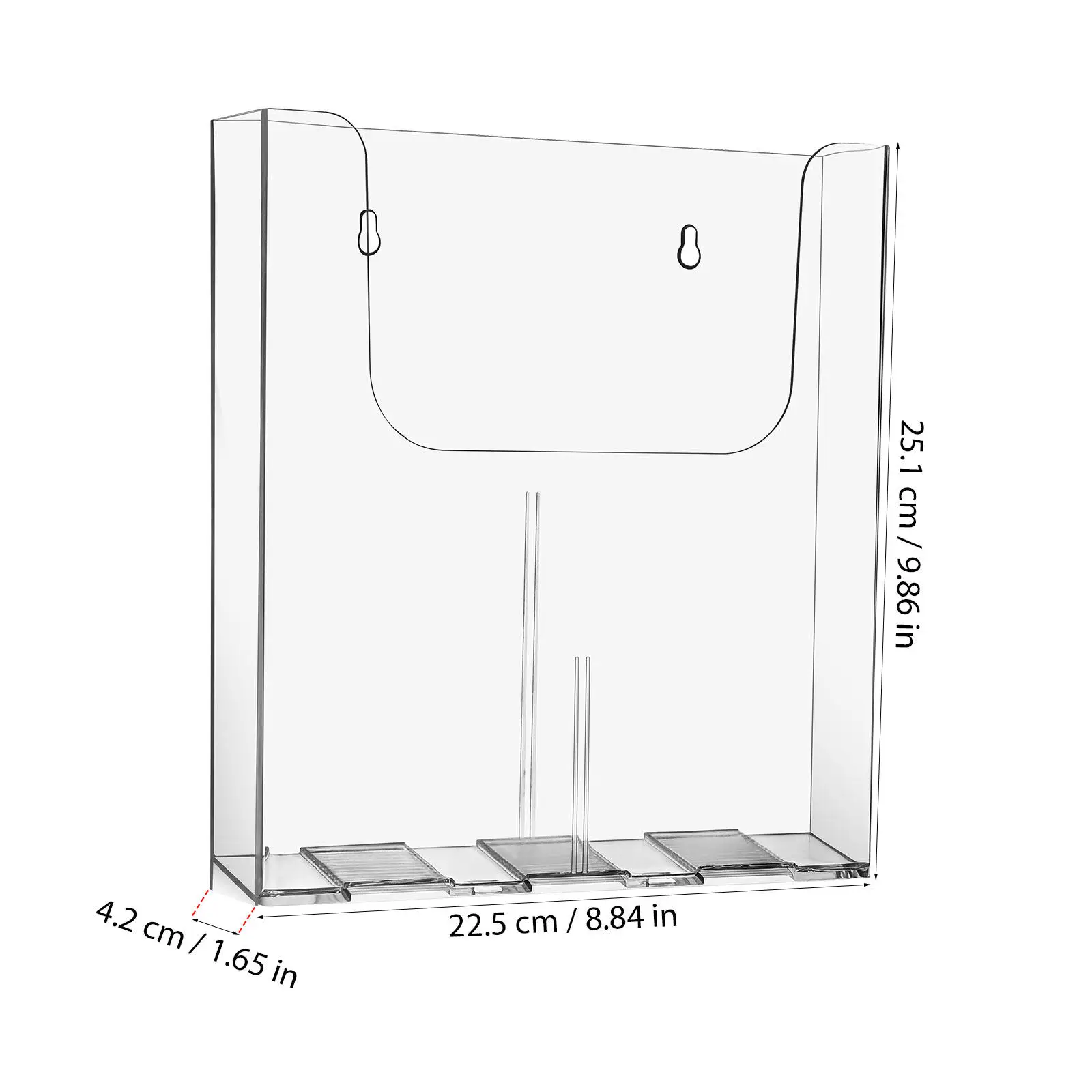 2Pcs 아크릴 벽걸이 파일 정리함 투명 전단지 홀더 공간 절약형 수직 문서 디스플레이 랙 사무실 쇼핑몰 학교용