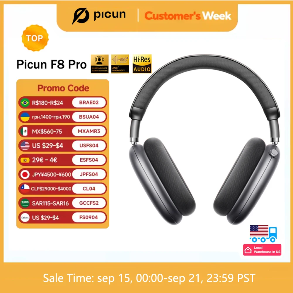 picun f8 pro ノイズキャンセリングヘッドホン Picun F8 Pro Bluetooth Headphones - Active Noise Cancellation