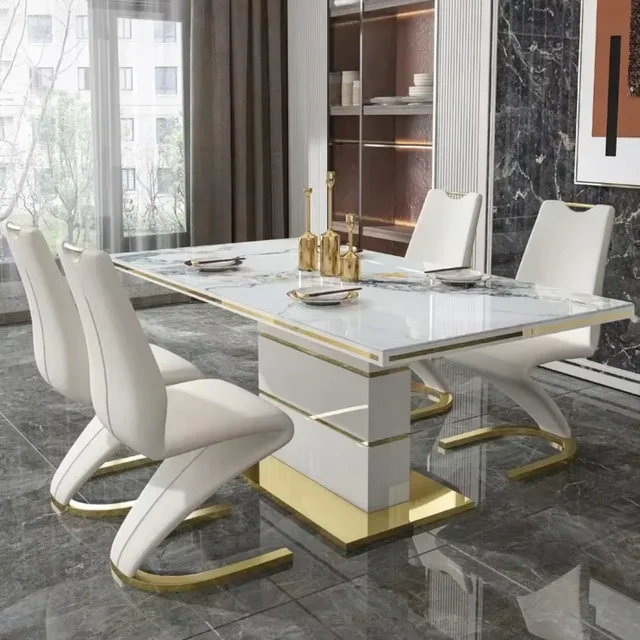 Marble Square Dining Table Set 4 Chairs and 6 Chairs,modern Luxury Gold with 6 Seater Restaurant Dining Room Furniture 4 Marble Square Dining Table Set 4 Chairs and 6 Chairs,modern Luxury Gold with 6 Seater Restaurant Dining Room Furniture 4