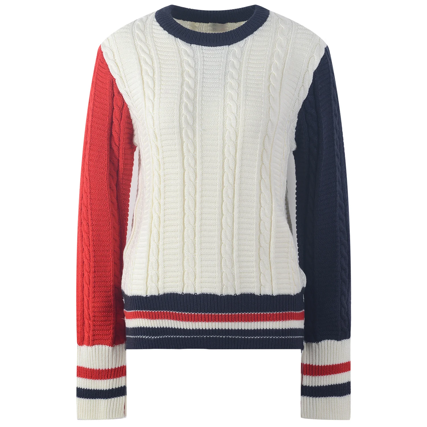 

Autumn Winter Women Striped Sweater Pullover Knitted Top Warm O Neck Matching Color Korean Design High Quality