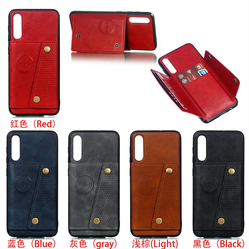 Premium PU Leather Wallet Shockproof Case with Magnetic Car Holder and Stand Feature