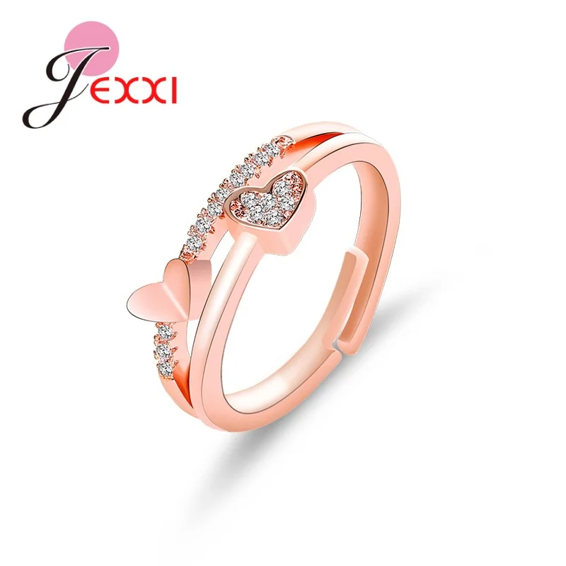 925 Sterling Silver Love Heart Shape Finger Rings For Women Girls Band Engagement Statement Wedding Jewelry Anel