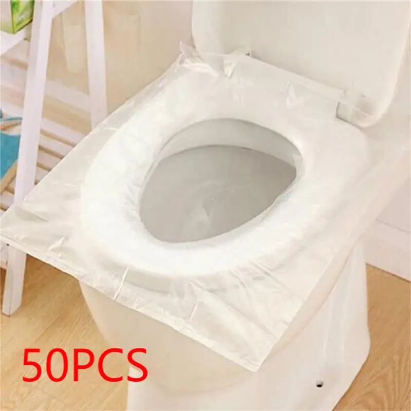 Toilet Seat Cover 50Pcs Disposable Plastic Waterproof Non Slip Individually Wrapped Travel Toilet Seat Protectors