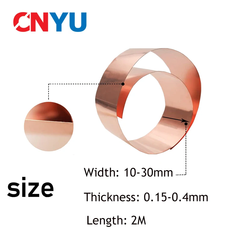 2M Thickness 0.15/0.2/0.3/0.4mm Pure Copper Strip  18650/21700 Lithium Battery Pack Welding