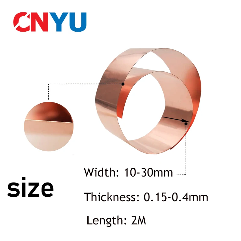2M Thickness 0.15/0.2/0.3/0.4mm Pure Copper Strip  18650/21700 Lithium Battery Pack Welding 2