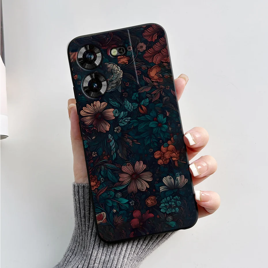 Stylish Black Silicone Phone Case with Pattern - Slim and Soft  Cover
