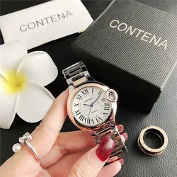 Luxury Women's Elegant Stainless Steel Bracelet Watch with Roman Dial (Silver Rose Gold)