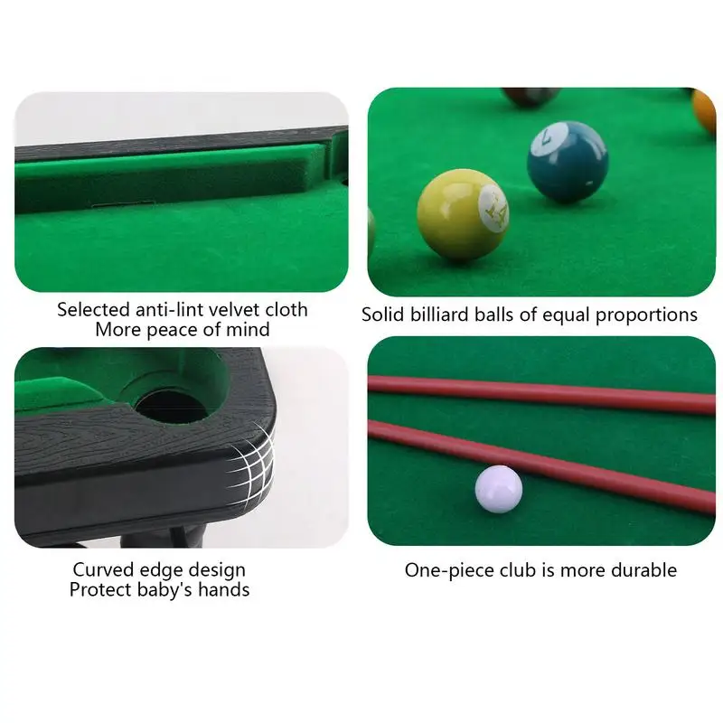 Billiards Pool Table Tabletop Pool Set Table Games Family Game Educational Toys Portable With Balls & Sticks For Kids