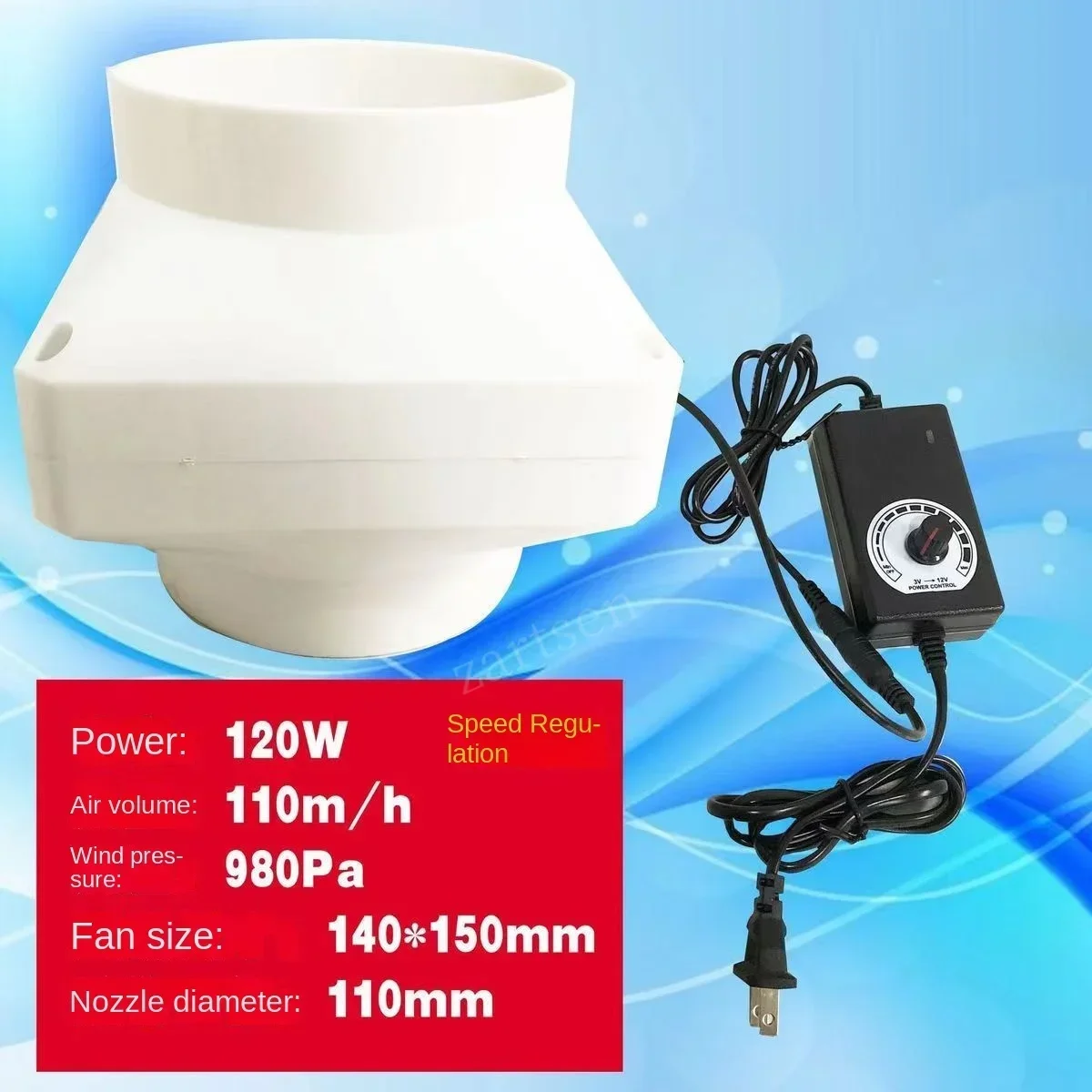 Description Picture 4 of itemDuct Ventilation Fan Vent Blower Air Vent for Greenhouse Bathroom Pet house with Adjustable Speed