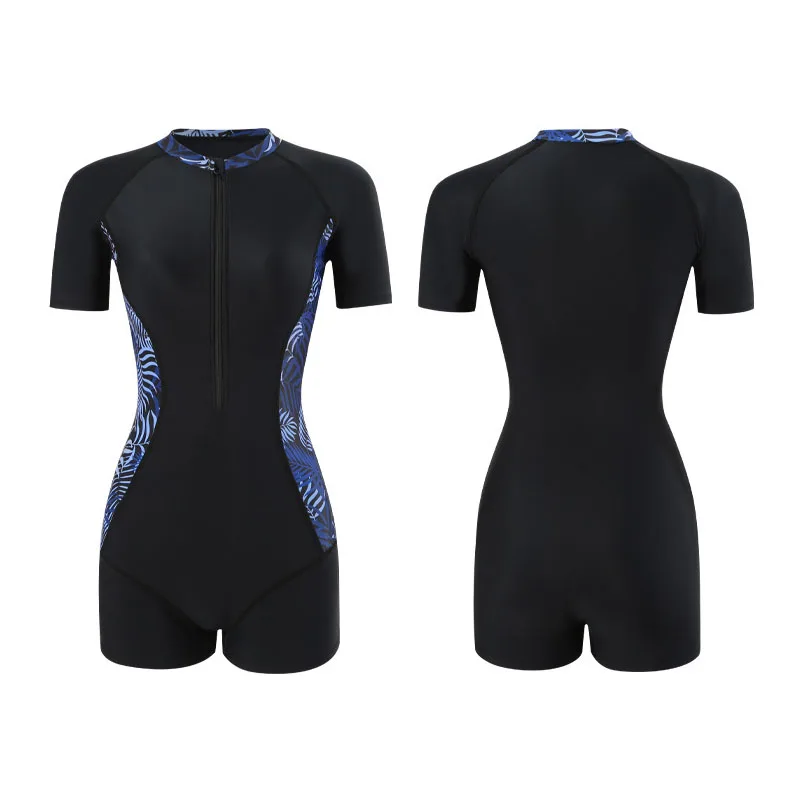 

Women's One Piece Short/Long Sleeve Swimsuit Boyleg Rash Guard Bathing Suits Sun UV Protection Wetsuit Front Zip Swimwear